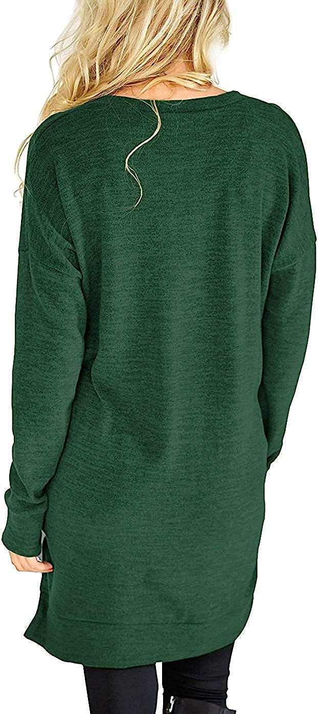 LERUCCI Womens Casual Long Sleeves Solid V-Neck Tunics Shirt Tops with Pockets - Image 2